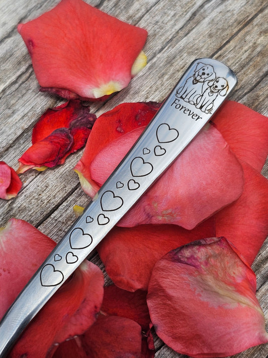 Personalized Love Theme Teaspoons, Set of 2. Wedding, Anniversary Gifts.
