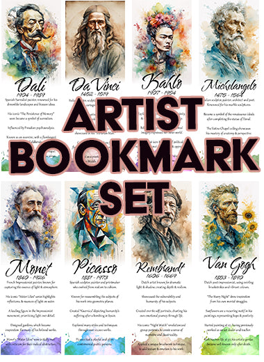 Art Bookmarks featuring Famous Artists. (Free AUS shipping)