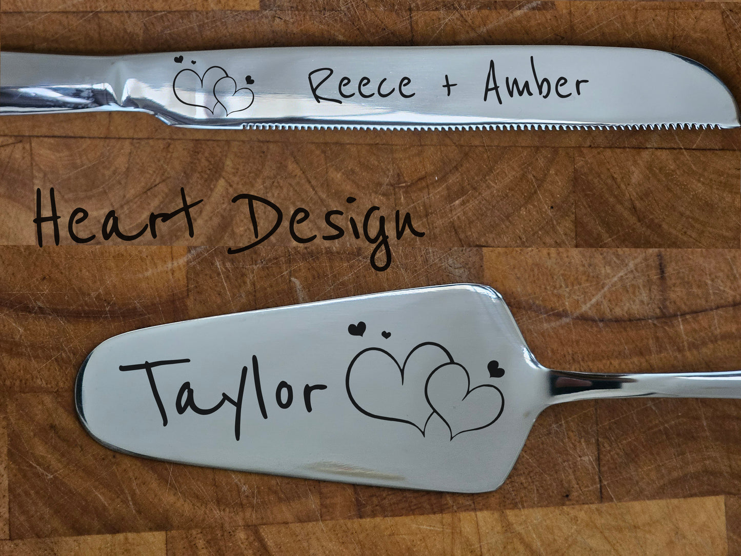 Wedding Cake Knife and Server Set with Personalised Engraving